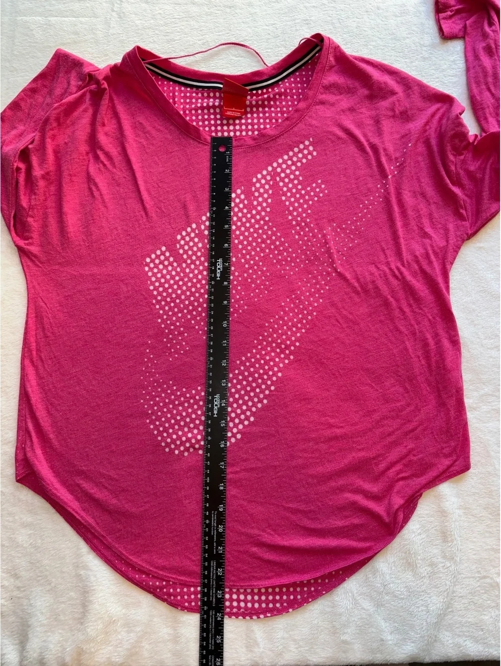 Women's Long Sleeve Burnout Running Top Pink Dotted Swoosh Size Large